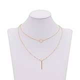 Geerier Layered Choker Necklace Bar Necklace Pendant Ring Bead Star Dove