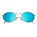 LianSan Classic Retro Metal Frame Round Circle Mirrored Sunglasses for Men and Women Glasses 3447 Sky Blue Glass Lens