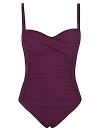 Hilor Trajes de baño de una pieza para dama, traje de baño con torsión frontal, trajes de baño con control de barriga, traje de baño retro inspirado en monokini