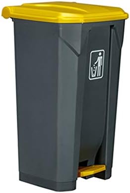 Dertyped Slim Jim Plastic Rectangular Trash 100 Liter Outdoor Trash Can Large Recycling Garbage Container Bin with Yellow Lid Foot Pedal Gray Trash Bin Fingerprint-Proof Brushed Stainless Steel