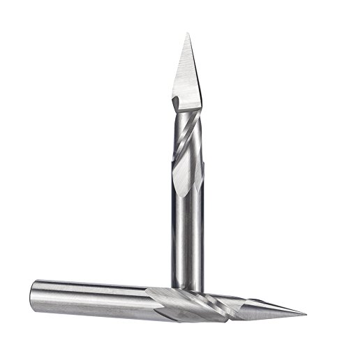 HUHAO 1PC 6mm 2 Flutes Spiral Pyramid Engraving Bits for Wood CNC Router Bit Carving Knife Degree 30 for 2D 3D Sculpture (2801)