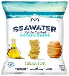 Mediterranea Seawater Potato Chips, Kettle Cooked in Extra Virgin Olive Oil (Case of 24, 1.76oz Bags, Individual Size)