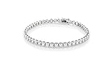 Women Spectacular 3mm Round Bezel Design Tennis Bracelet, Measures 7.5 Inches.