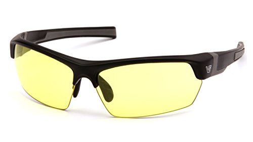 Venture Gear Tensaw Half-Frame High Performance Safety Eyewear, Black Frame, Yellow, Anti-Fog Lens