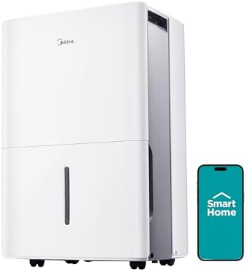 Midea 4,500 Sq. Ft.Dehumidifier for Basement, Energy Star Certified, With Reusable Air Filter 50 Pint - Ideal For Basements, Large & Medium Sized Rooms, And Bathrooms (White)