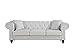 Divano Roma Furniture Classic Scroll Arm Chesterfield Sofa - Bonded Leather (White)