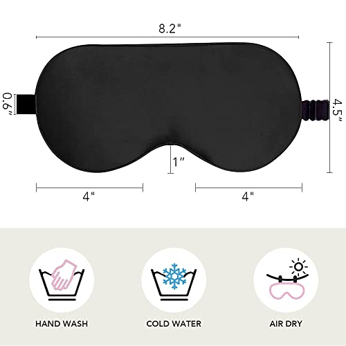 Silk Sleep Mask for Women Men Eye mask for Sleeping 100% Real Natural Pure Silk 2 Pack Black and Pink Sleep Masks with Adjustable Strap Eye Sleep Shade Cover Blocks Light Reduces Puffy for Gift