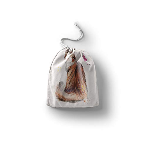 Le Jardin du Lin Bedruckte Baumwoll Taschen mit Kordelzug, Einkaufstasche, Beutel, Stoffsack, Stofftasche, Gemüsesack, Wiederverwendbare, Umweltfreundlich, Mehrzweck, Faltbar, Größe: 30x40 Cm