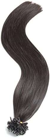 Keratin Bonding Real Hair Extensions 45 cm U-Tip 100% Remy Real Hair Human Hair - 25x 1g x 18" Straight Strands - Long Hair U-Tip Hair Thickening Colour #1b Natural Black