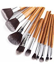 10pcs Natural Bamboo Vegan Makeup Brushes Professional Foundation Contour Blending Concealer Cosmetics Brush Tool Kit Eye and Face Makeup Brushes …