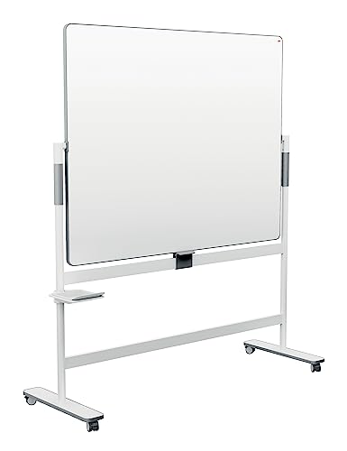 Nobo Move & Meet Doppelseitig drehbares Whiteboard, 1500 x 1200 mm, Pinnwand-Magnettafel mit Ständer & Trocken abwischbarer Oberfläche, 360° Horizontalem Schwenkpunkt & Zentralverriegelung, 1915645