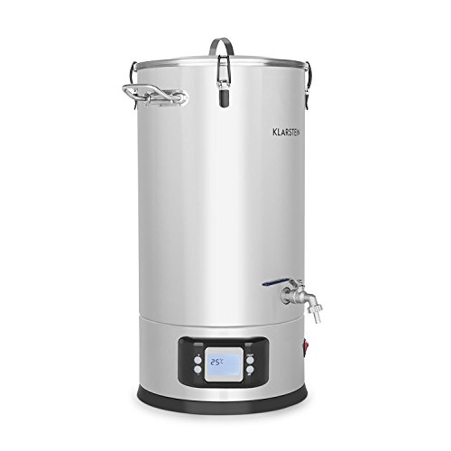 Klarstein Maischfest â€¢ â€¢ 25-Liter Capacity Beer Brewing Device â€¢ Mash Tun â€¢ 5-Piece Set â€¢ 1000 and 1600 Watts Powerâ€¢ LCD Display and Touch Control Panel â€¢ Temperature â€¢ Stainless Steel