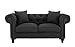 Divano Roma Furniture Classic Linen Fabric Scroll Arm Tufted Button Chesterfield Style Loveseat Couch (Dark Grey)