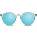 WearMe Pro - Retro Round Sturdy Sunglasses 100% UVA/UVB Lenses for Women Men (Clear Frame/Mirror Blue Lens, 51)