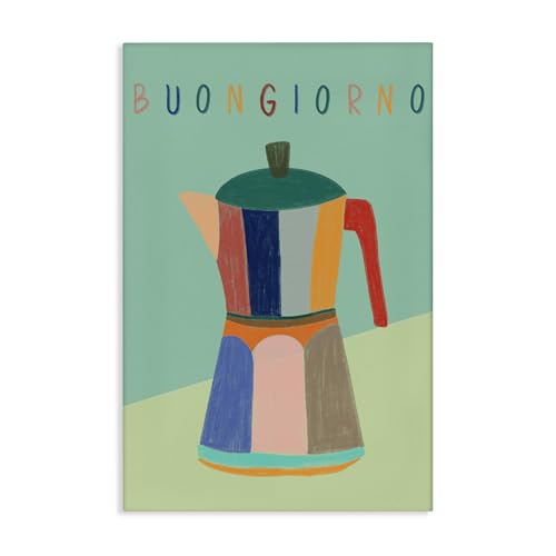 Stupell Industries Buongiorno Espresso Coffeepot Canvas Wall Art design by EMIL…