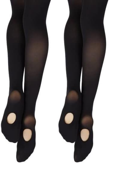 Capezio Essentials Transition Tight, Footed or Footless Convertible Ballet Tights, Women's Soft, Stretchy Dance Tights for Jazz, Dancing, Contemporary, V18831W, Black, Adult Size L-XL