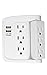 ECOPlugs 6 Outlet Swivel Wall Adapter, Swivel Outlet with USB Ports, Swivel Wall Tap Adapter White