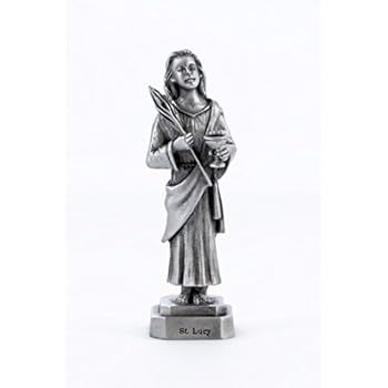 pewter laminated prayer catholic statue lucy saint inch card st