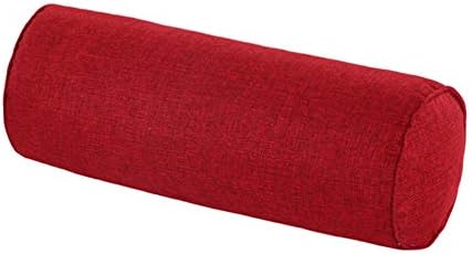 Round Neck Pillow16x6 Inch for Neck Backrest for Car or Office Chair Sofa, Semi-Roll Pillow with Washable Organic Cotton Cover.（Wine red）