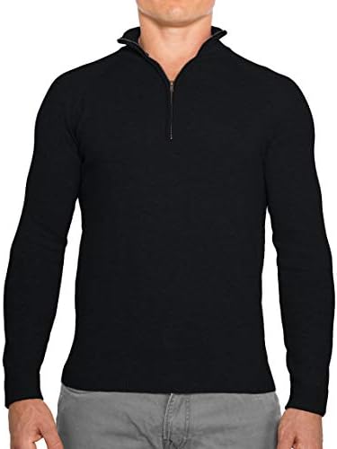 CC Perfect Slim Fit 1/4 Quarter Zip Pullover Men | Durable Wash Friendly Mens Sweater | Soft Fitted Sweaters for Men