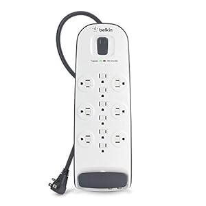 Belkin BV112230-08 12-Outlet Advanced Power Strip Surge Protector with 8-Foot Power Cord and Telephone / Coaxial Protection, 3996 Joules