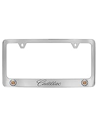 Sujetador de marco para placa de vehículo de metal, con logo y nombre grabado, chapado en cromo Cadillac