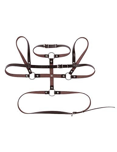 Freebily-Bretelle-Uomo-Vintage-Pelle-Imbracatura-di-Petto-Body-Chest-Harness-Sexy-Ecopelle-Cintura-Regolabile-con-Fibbia-Metallo-Lingerie-Cinghia-in-Cuoio-NeraMarrone