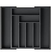 Bamboo Expandable Drawer Organizer for Utensils Holder, Adjustable Cutlery Tray, Wood Drawer Divi...