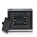 LATME-Alarm-Clock-Radio-for-Heavy-Sleepers W Dual Alarms,3.2'' Digital Display and Dimmer,7 Alarm Sounds,Snooze,2 USB Ports,Bedside FM Radio Clocks with Temp for Bedrooms/Kitchen/Office (Black-Blue)