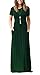 DEARCASE Maxi Dress for Women Dark Green XX-Large Crewneck Short Sleeves Wedding Guest A-line Casual Loose Party Vintage Spring Summer Beach Long Dresses with Pockets
