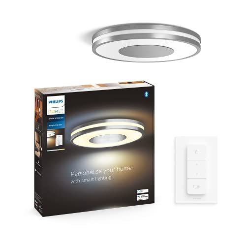 Philips Hue Being White Ambiance Smart Ceiling Light [Silver] with Dimmer Switch Included, with Bluetooth, Works with Alexa, Google Assistant and Apple Homekit
