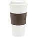 Copco Acadia 16 oz Reusable To-Go Travel Mug - BPA-Free Insulated Coffee Cup with Double-Wall Insulation, Spill-Proof Lid & Non-Slip Rubber Grip - Microwave & Dishwasher Safe (White/Brown)