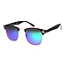 zeroUV Half Frame Semi-Rimless Horn Rimmed Sunglasses (Tortoise-Gold/Green-Blue Mirror)