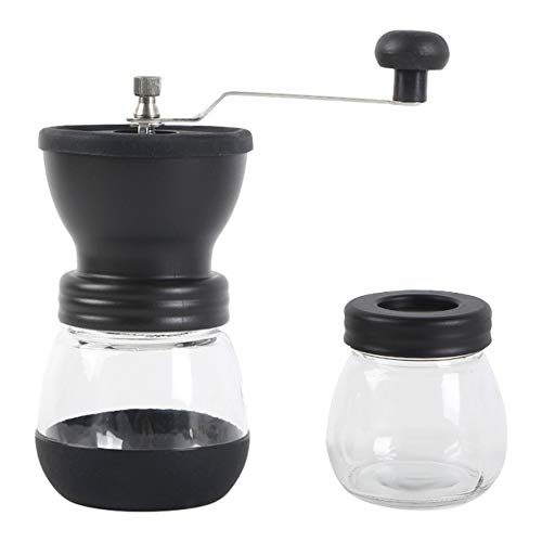 XUBX 2er Set Manuelle Kaffeemühle, verstellbarem Keramik Kern, Extra Behälter, Hand-Kaffeemühle, Mahlgradeinstellung…