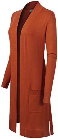 Instar Mode Women's Solid Soft Stretch Long-Line Long Sleeve Cardigan [S-XL]
