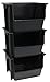 United Solutions SB0121 Set of Three Large Plastic Nesting/Stacking Storage Bins in Black-3 Rough and Rugged Black Bins that Nest or Stack to Organize Your Life