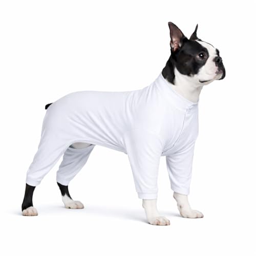 Lovelonglong Four Feet Pure Cotton Dog Pajamas, Stylish Jumpsuits & Onesies T-Shirt Puppy Costume for Large, Medium, Small Dogs White XL