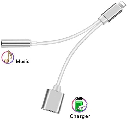 Headphone Adapter for iPhone 3.5mm Jack Headset Charge 2 in 1 Converter Connector Cable Headset Adaptor Splitter Dongle Aux Audio Compatible with iPhone 7/Plus/8/Plus/X/XS for iOS 10.3 or Above