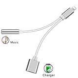 Headphone Adapter for iPhone 3.5mm Jack Headset Charge 2 in 1 Converter Connector Cable Headset Adaptor Splitter Dongle Aux Audio Compatible with iPhone 7/Plus/8/Plus/X/XS for iOS 10.3 or Above