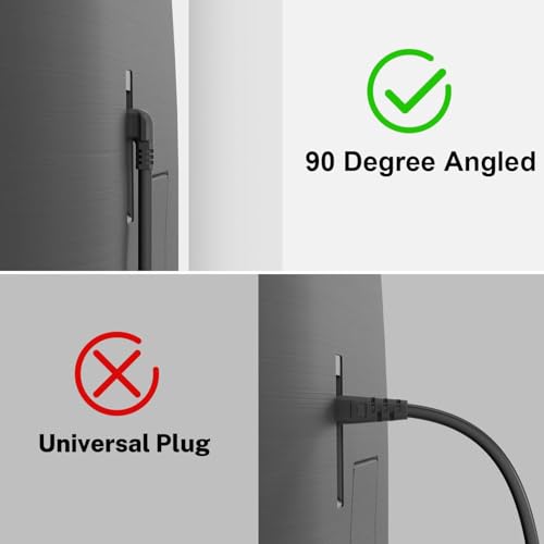3M Figure 8 Power Lead for Samsumg TV, 2 Pin 90 Degree Right Angle IEC C7 Power Cable UK Plug Compatible with Samsung/Lg/Sony/Panasonic/Hisense/Sharp TV-Black