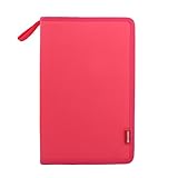 Soucolor 150 Slots Canvas Pencil Case, Zippered Super Large Capacity Pen Bag, Multi-layer Stationary Pouch Case, Cosmetic Makeup Bag for Colored / Watercolor Pencils, Gel Pens, Small Marker(Rose Red)