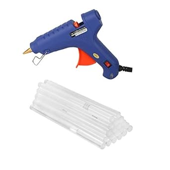 WADRO Plastic 80 W Professional Glue Gun with Flow Control Switch Indicator and 10 Glue-Sticks (Blue)