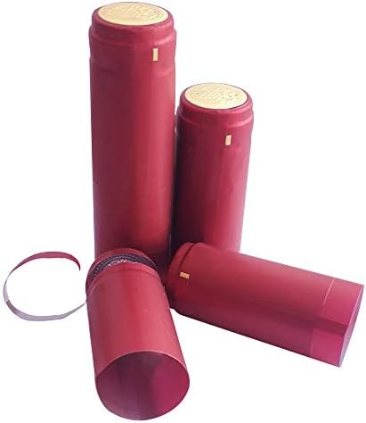 Heat Shrink Capsules with Tear Tab - 100 Count,Matte Surface Oriental Red, Premium Quality Shrink Bottle Sleeves For Professional and Home Use (Wine red)