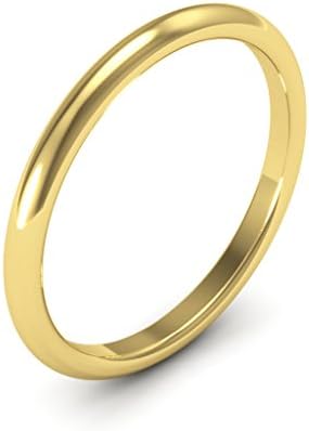 18K Yellow Gold men's and women's plain wedding bands 2mm comfort-fit, 11.25