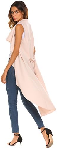Yitrend Women's Open Front Sleeveless Cover Up Long Loose Cardigan Trench Vest Coat