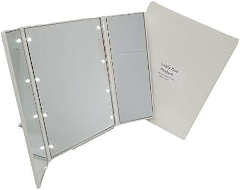 Beauty mirror lighted, This Lighted TriFold makeup mirror with Stand and LED lights, 90 degree adjustable support, perfect for travel it is thin and portable!