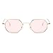 AEVOGUE Unisex Sunglasses Small Metal Frame Asymmetry Temple AE0520 (Gold&Pink, 56)