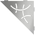 Schluter Triangular Corner Shelf for Tiled Walls - Curve Design, Stainless Steel Material, Brushed Stainless Steel Finish, 3/32” Thick Anchoring Tabs - SES1D6EB
