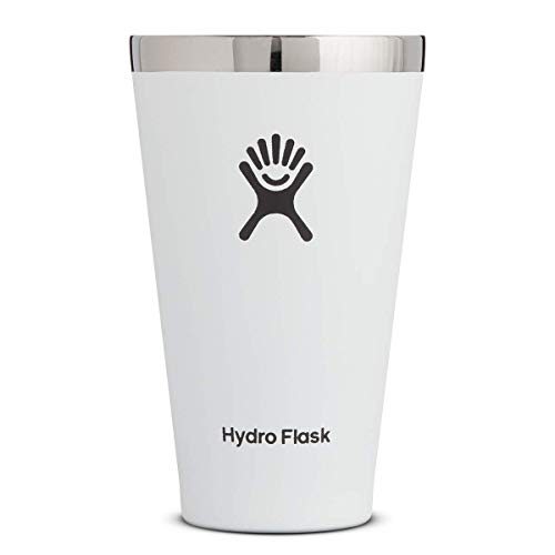 Hydro Flask 16 oz True Pint Cup for Beer or Cider - Stainless Steel & Vacuum Insulated - Stackable & Shatterproof - White