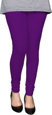 Riyana Woman's Cotton Lycra Leggings With V Cut (L15_Violet_Free Size)
